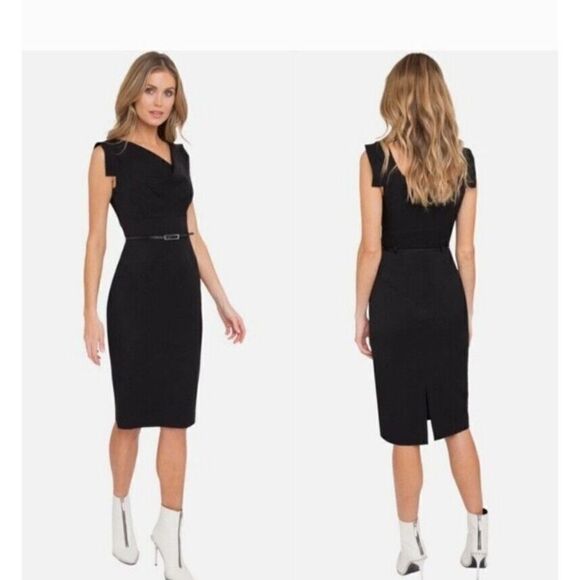 Black Halo‎ Dress Size 6 Jackie O Burgundy Stretch Sheath - Picture 8 of 11